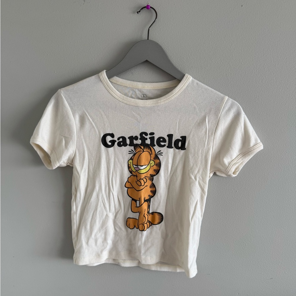 garfield white baby tee